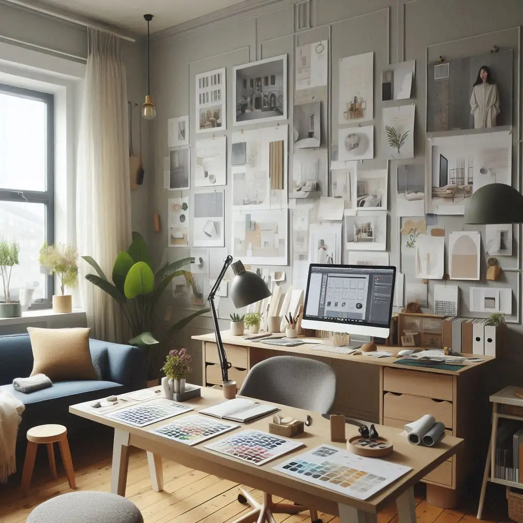 interior design blogger workspace