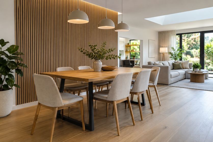 Scandinavian Open-Plan Dining and Living Space